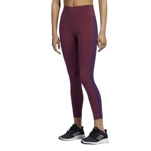 Adidas Maroon High-Rise Athletic Leggings Athleisure 7/8 length